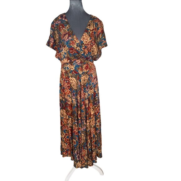 Jeffrey & Dara Vintage Floral Wrap Maxi Dress  Size 11/12 - Picture 1 of 8